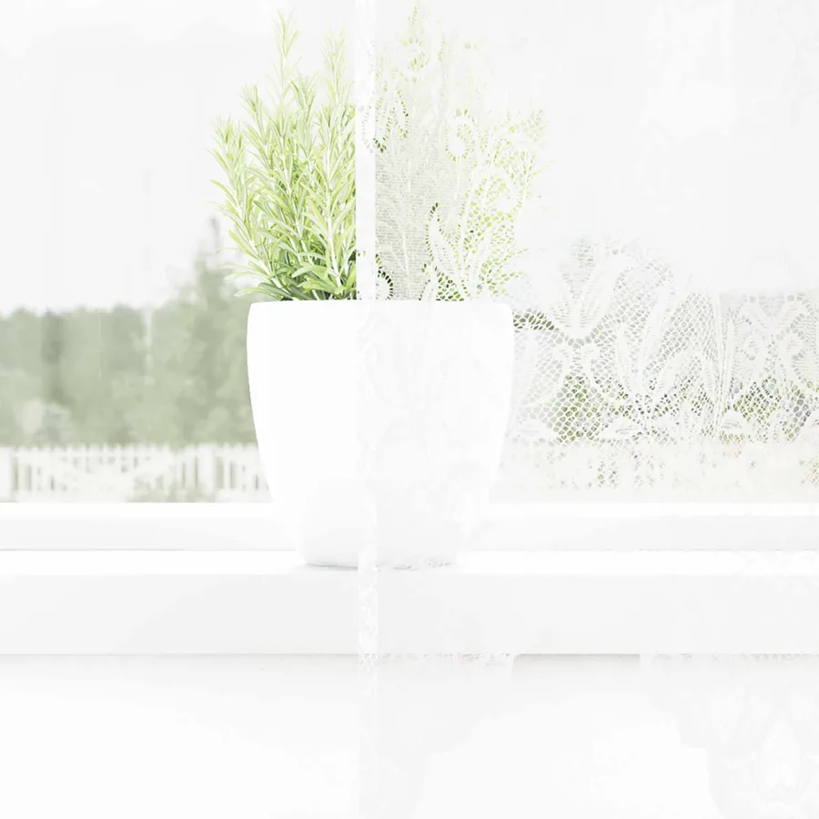 Rideau en Dentelle Floral Blanc 100 x 200 cm Polyester - 3