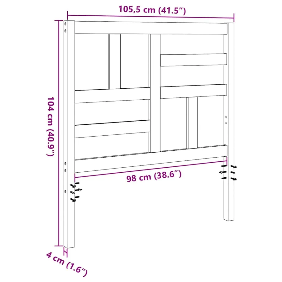 Tête de lit Brun cire 105,5 x 4 x 104 cm Pin massif - 9