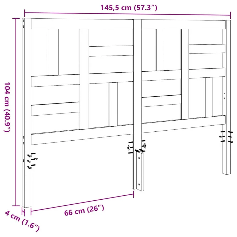 Tête de lit Brun cire 145,5 x 4 x 104 cm Pin massif - 9