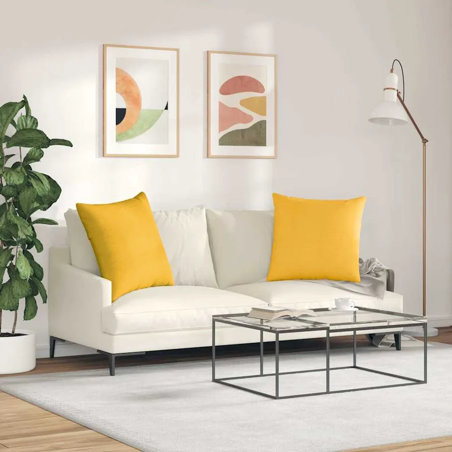 Coussins de canapé 2 pcs Jaune clair 80 x 80 cm - 4