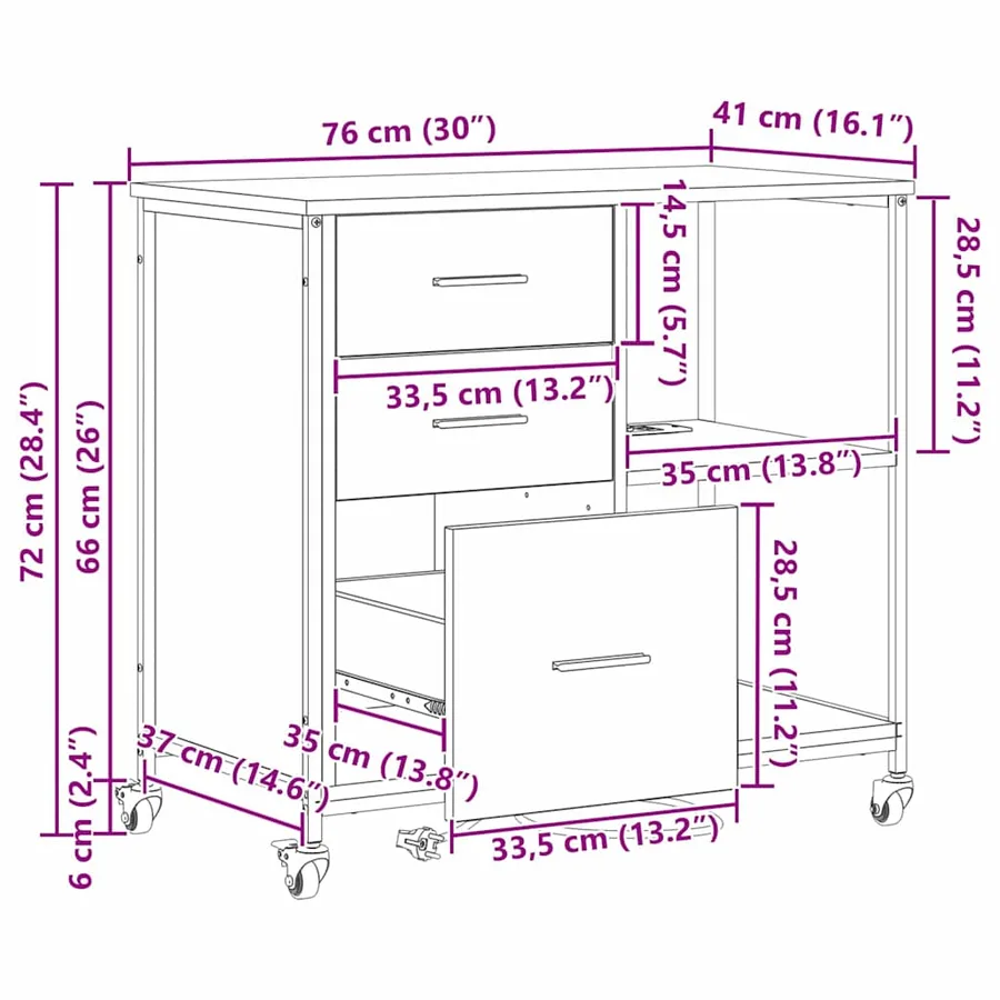 Cabinet avec Station de Charge Chêne noir 76 x 41 x 72 cm - 13