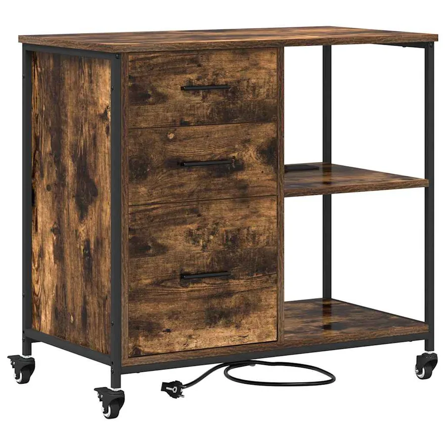 Cabinet avec Station de Charge Chêne fumé 76 x 41 x 72 cm - 2