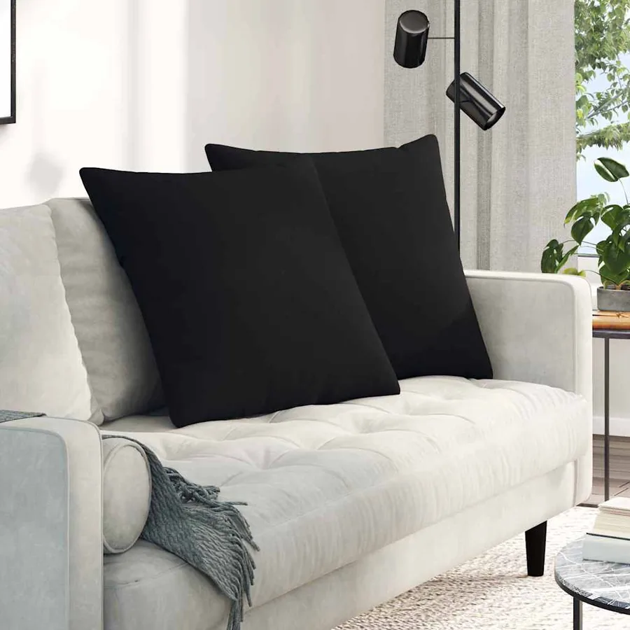 Coussins de canapé 2 pcs Noir 60 x 60 cm tissu