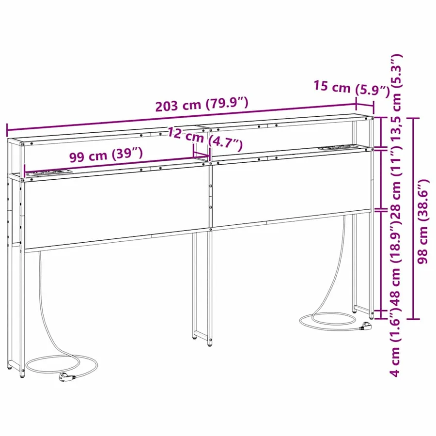 Tête de lit de rangement Chêne sonoma Bois d'ingénierie - 13