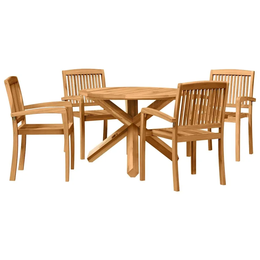 Ensemble de salle à manger pour jardin 5 pcs Naturel - 2