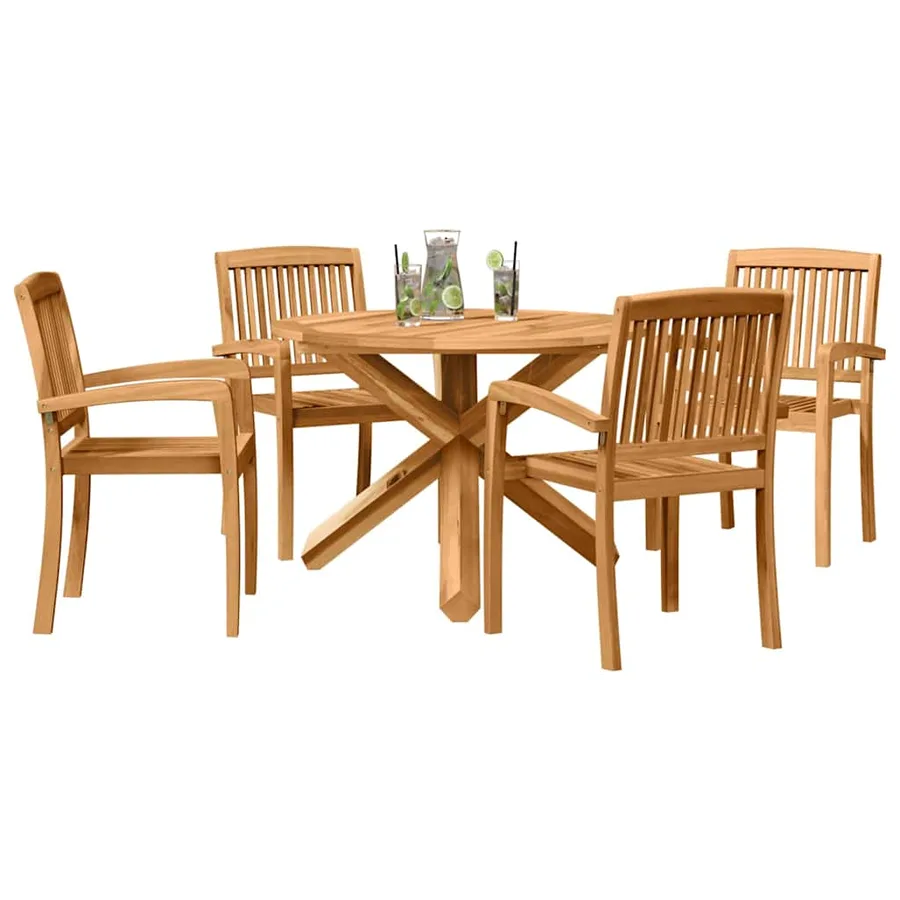 Ensemble de salle à manger pour jardin 5 pcs Naturel - 3