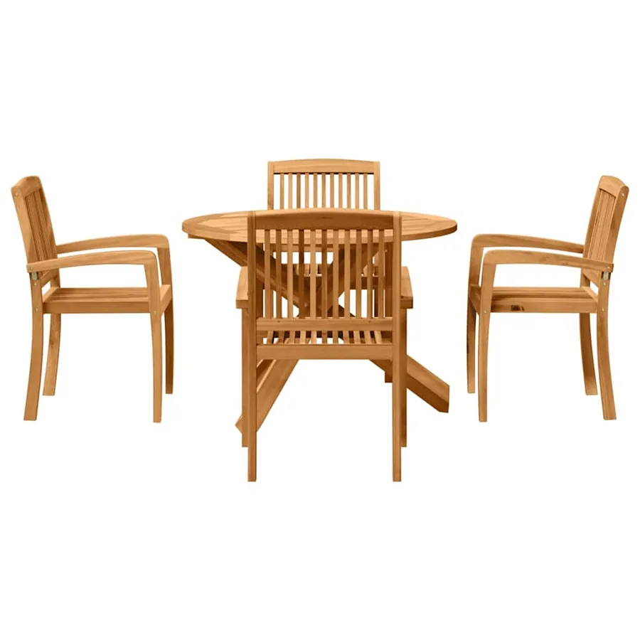 Ensemble de salle à manger pour jardin 5 pcs Naturel - 7