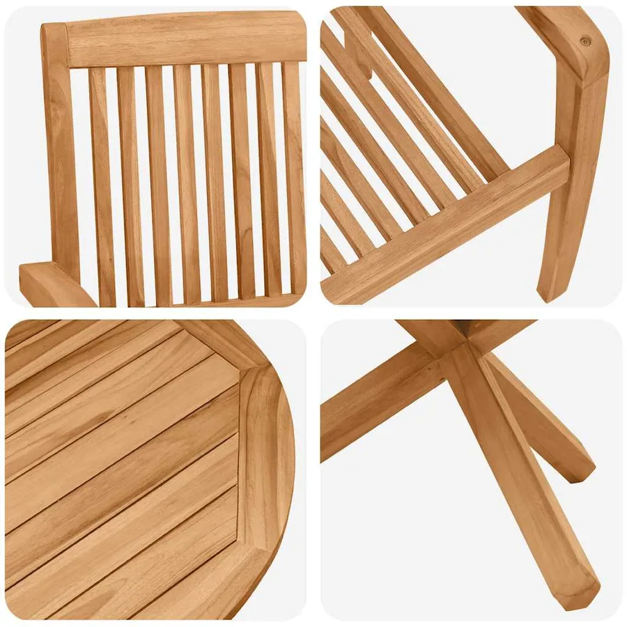 Ensemble de salle à manger pour jardin 5 pcs Naturel - 9