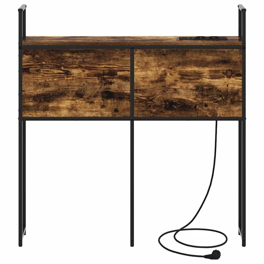 Headboard de Rangement avec Station de Charge Chêne fumé - 5