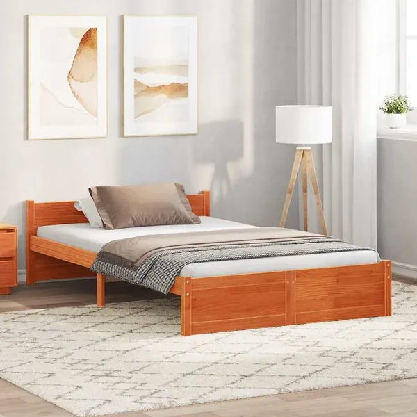 Cadre de lit Brun cire 195,5 x 140,5 x 51 cm Pin massif