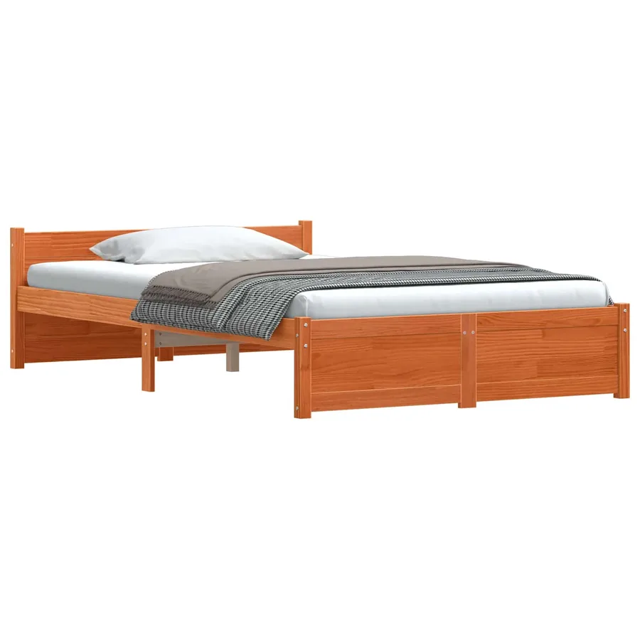 Cadre de lit Brun cire 195,5 x 140,5 x 51 cm Pin massif - 2