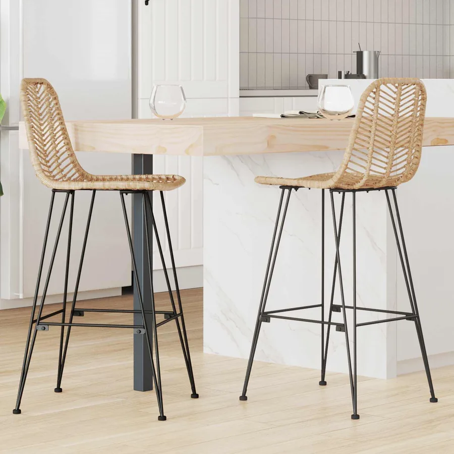 Chaise de bar 2 pcs 44 x 52 x 111 cm Rotin et métal