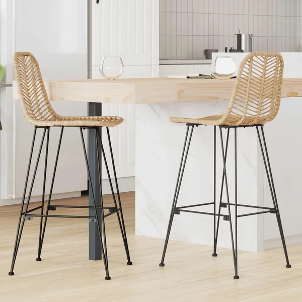 Chaise de bar 2 pcs 44 x 52 x 111 cm Rotin et métal