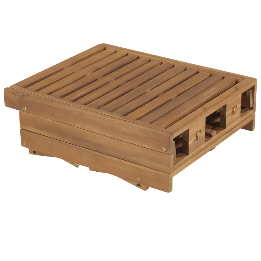 Chaise longue pliable avec coussin Bois d'acacia solide - 5