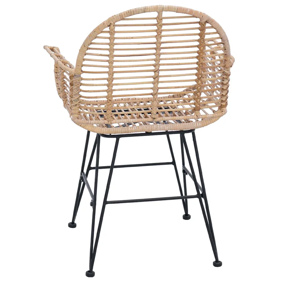 Chaise de salle à manger 2 pcs Rotin et métal Naturel - 7