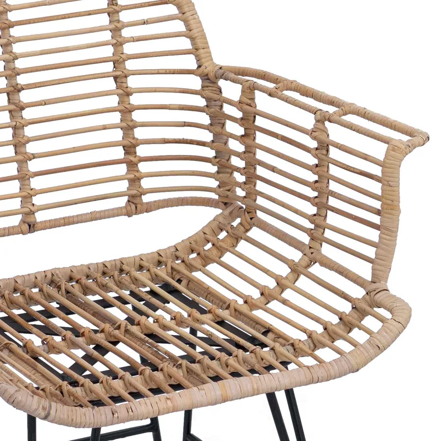 Chaise de salle à manger 2 pcs Rotin et métal Naturel - 9