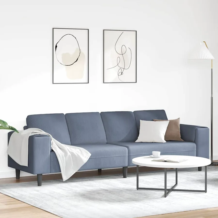 Canapé Bleu 250 x 77 x 76 cm Tissu en velours côtelé