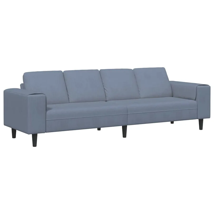 Canapé Bleu 250 x 77 x 76 cm Tissu en velours côtelé - 2
