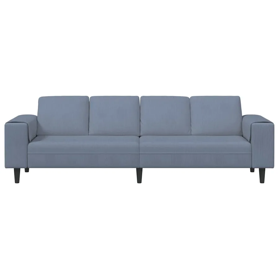 Canapé Bleu 250 x 77 x 76 cm Tissu en velours côtelé - 4