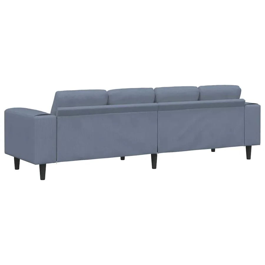 Canapé Bleu 250 x 77 x 76 cm Tissu en velours côtelé - 6