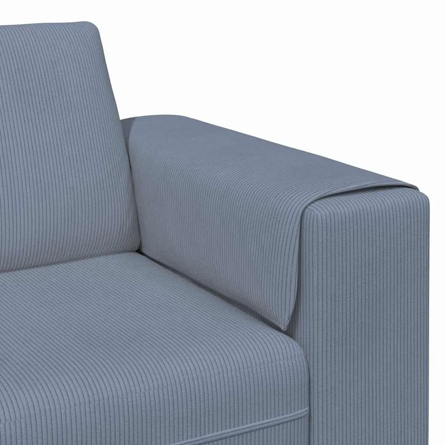 Canapé Bleu 250 x 77 x 76 cm Tissu en velours côtelé - 7