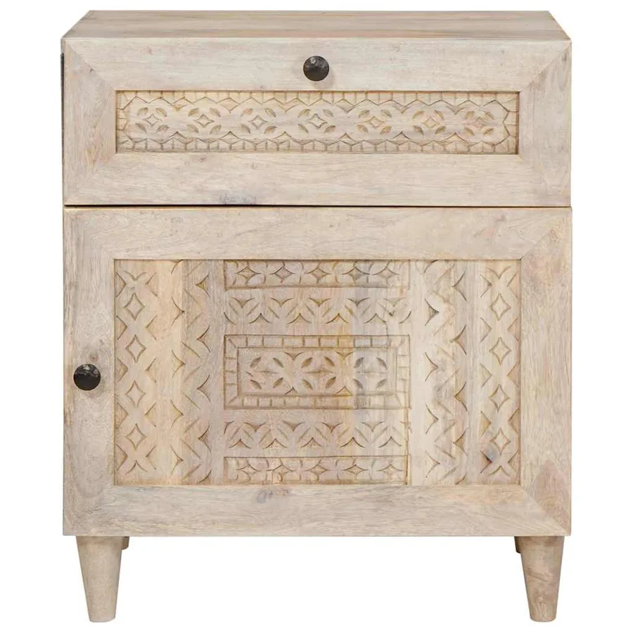 Table de chevet Blanc 50 x 33 x 60 cm Bois d'ingénierie - 3