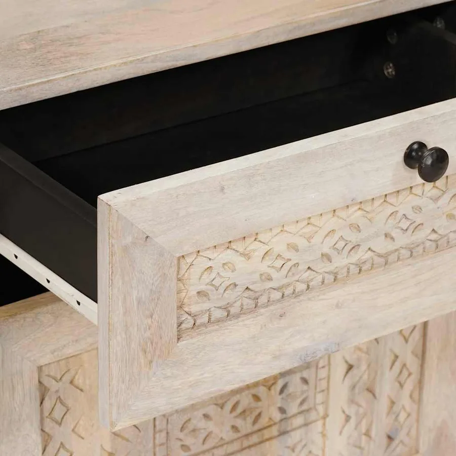 Table de chevet Blanc 50 x 33 x 60 cm Bois d'ingénierie - 7