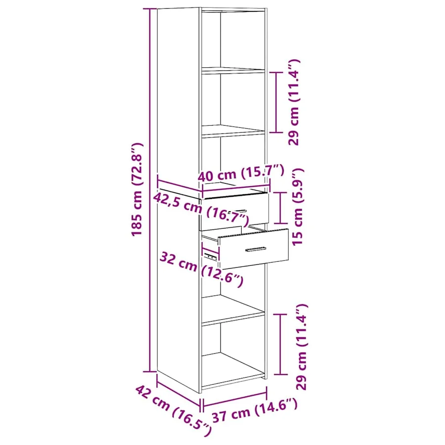 Haut Armoire Chêne artisanal 40 x 42,5 x 185 cm - 14