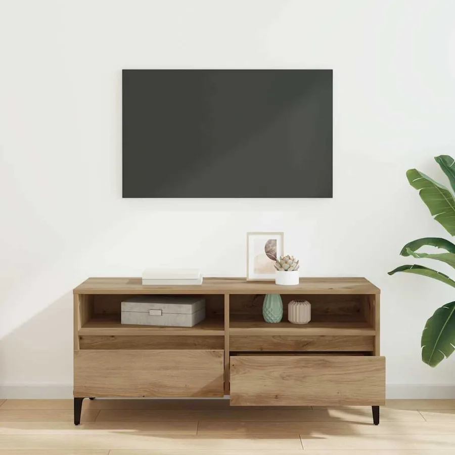 Meuble TV 100 x 34,5 x 44,5 cm Chêne artisanal - 4