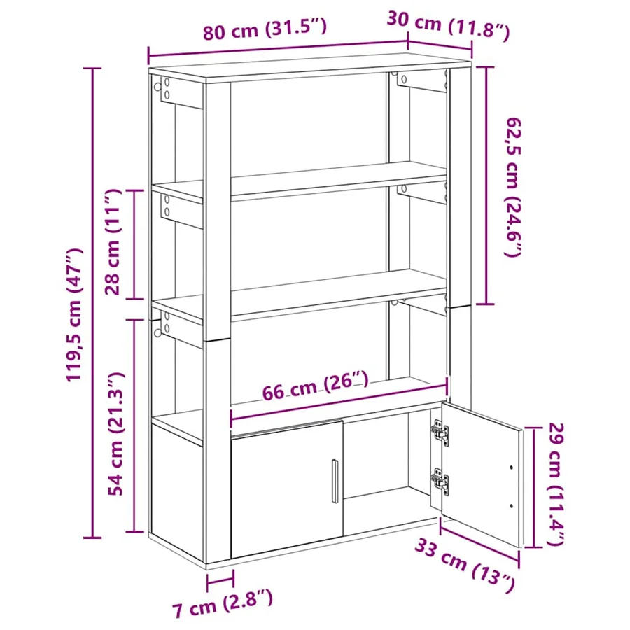 Buffet chêne artisanal 30 x 80 x 119.5 cm Bois d'ingénierie - 14