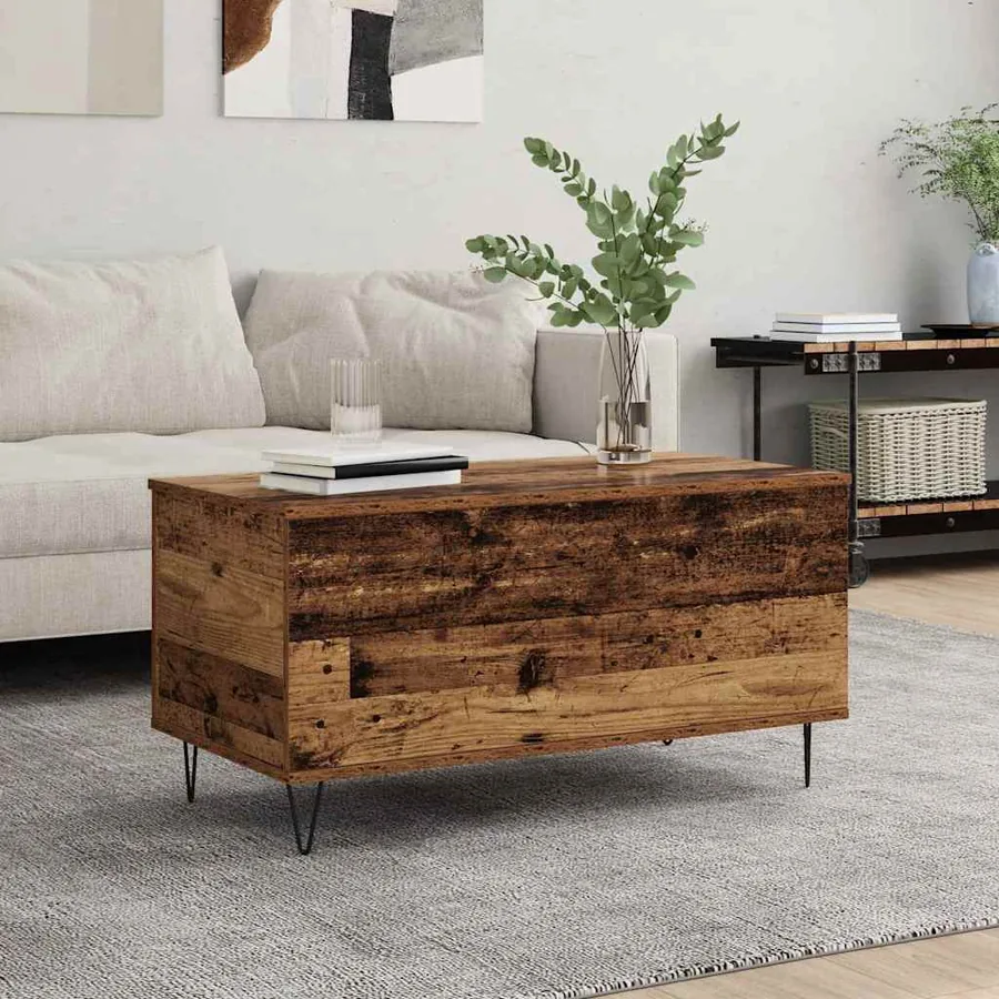 Table basse Bois ancien 90 x 44.5 x 45 cm Bois d'ingénierie