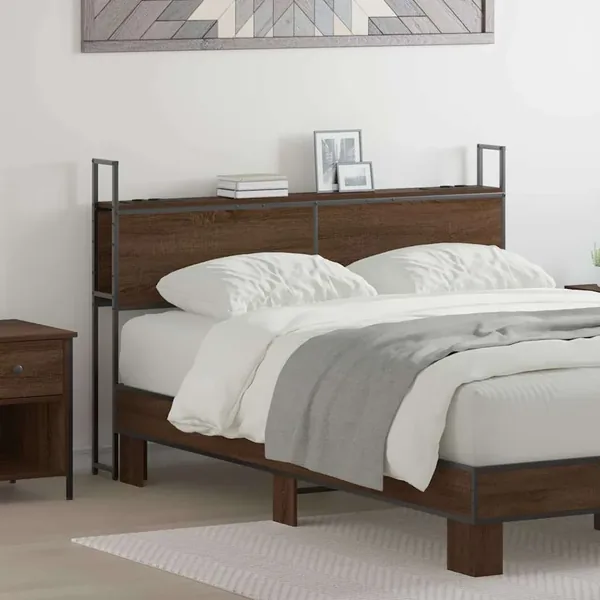 Headboard de Rangement avec Station de Charge Chêne marron