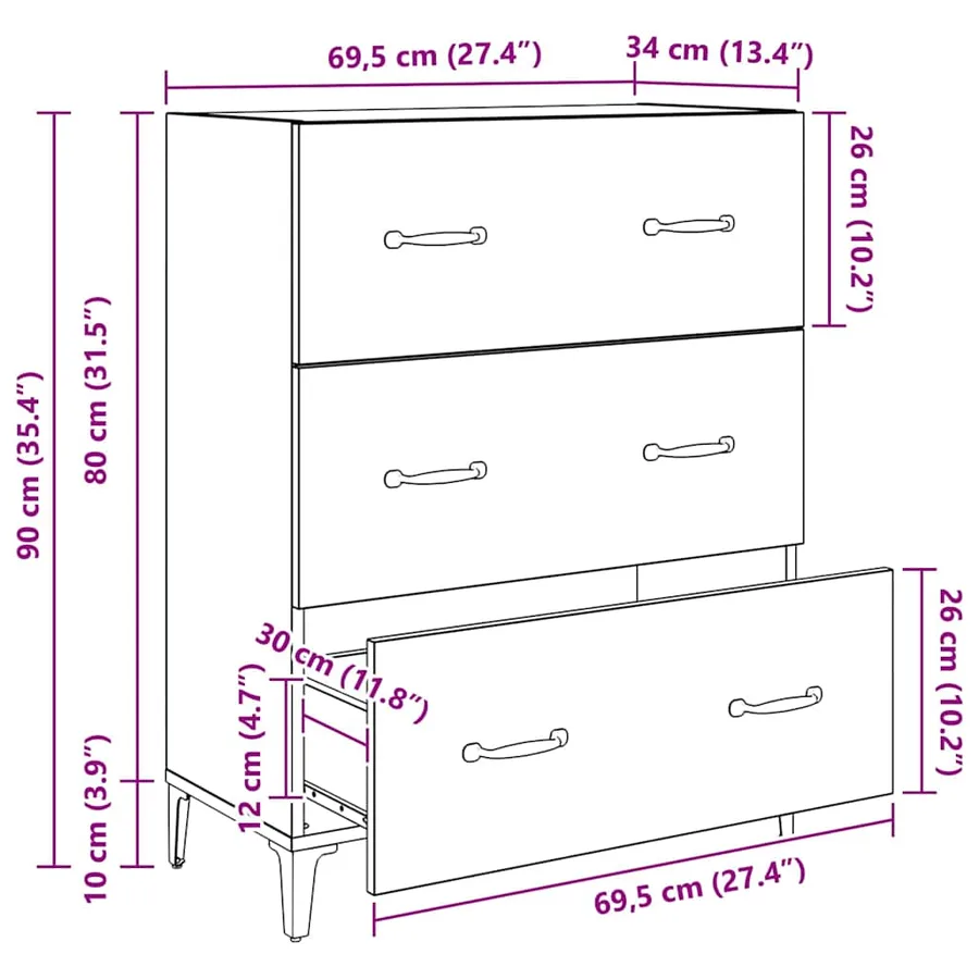 Buffet Chêne artisanal 69,5 x 34 x 90 cm - 16
