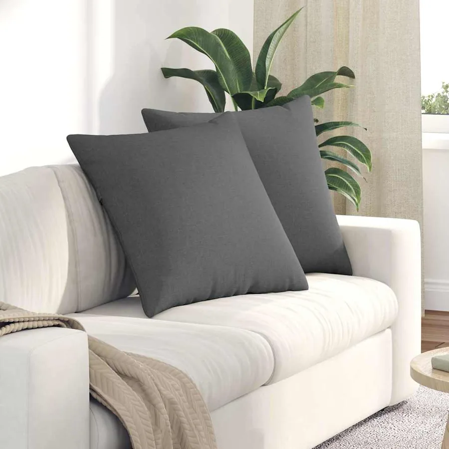 Coussins de canapé 2 pcs Gris foncé 80 x 80 cm tissu