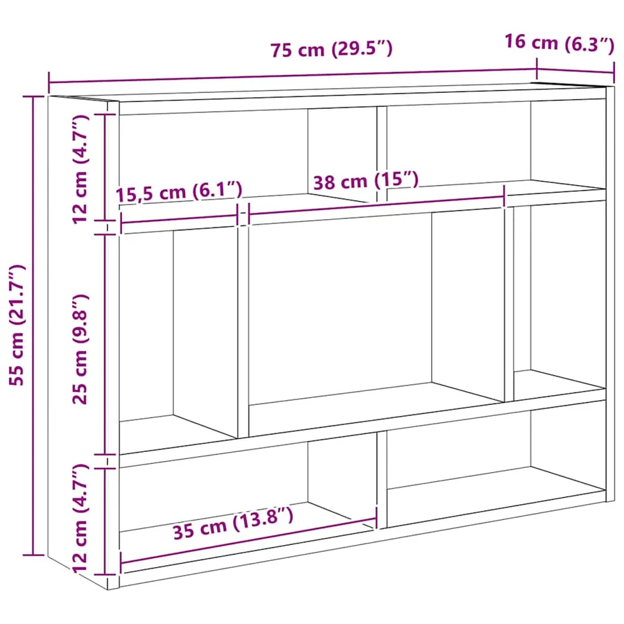 Étagère murale Blanc 75x16x55 cm Bois d’ingénierie - 6