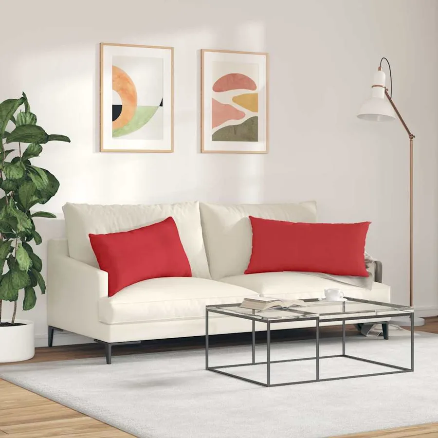 Coussins de canapé 2 pcs Rouge 80 x 40 cm tissu - 4