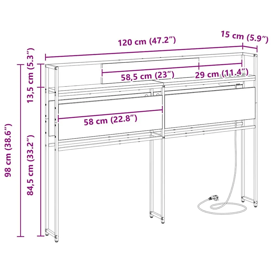 Tête de lit de rangement Chêne marron Bois d'ingénierie - 13