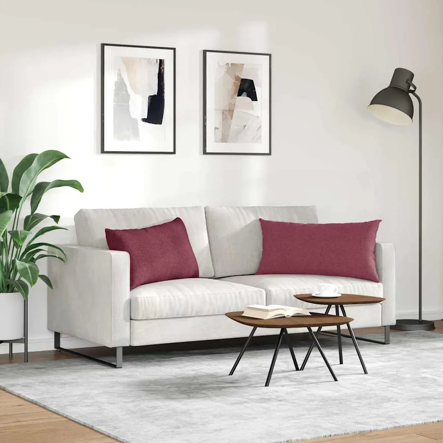 Coussins de canapé 2 pcs Bordeaux 80 x 40 cm tissu - 4