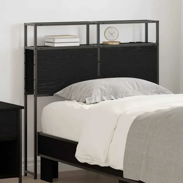 Tête de lit de rangement Chêne noir Bois d'ingénierie