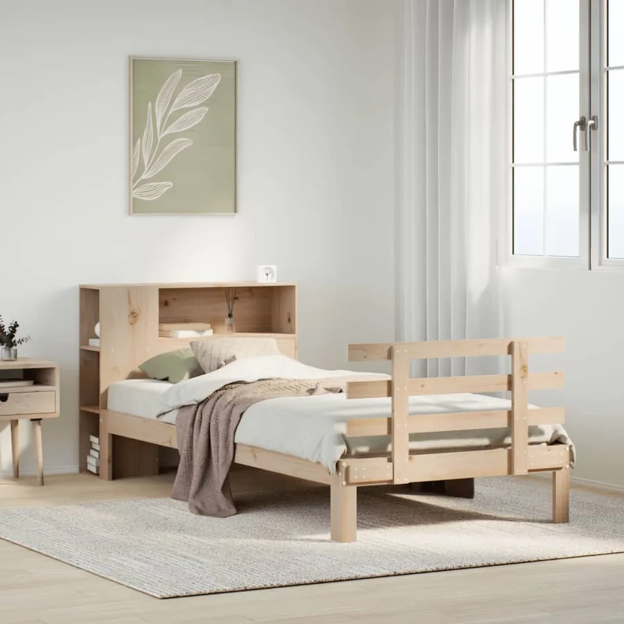 Lit bibliothèque sans matelas 90x190 cm bois de pin massif
