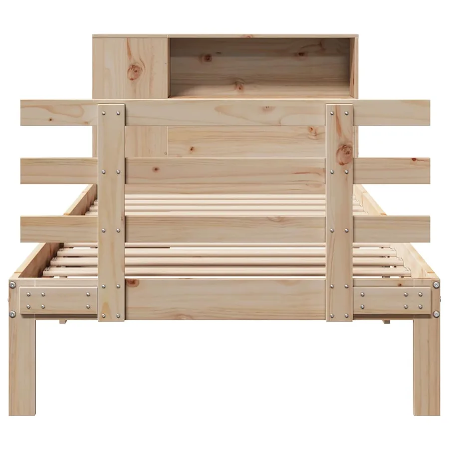 Lit bibliothèque sans matelas 90x190 cm bois de pin massif - 4