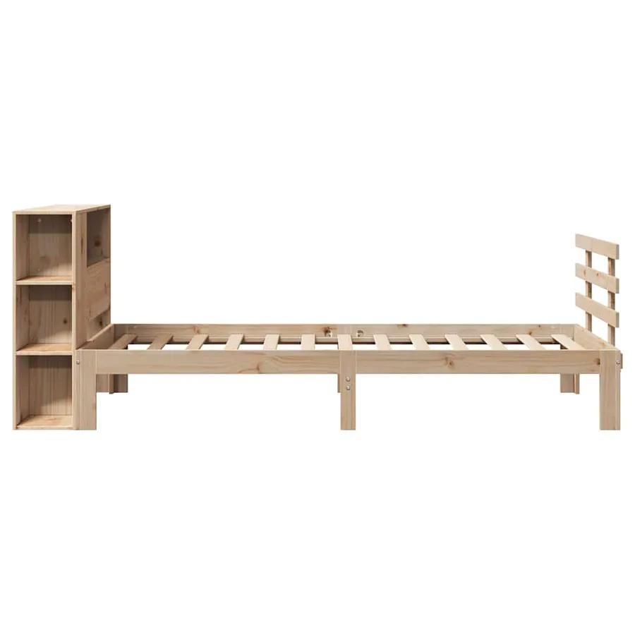 Lit bibliothèque sans matelas 90x190 cm bois de pin massif - 5