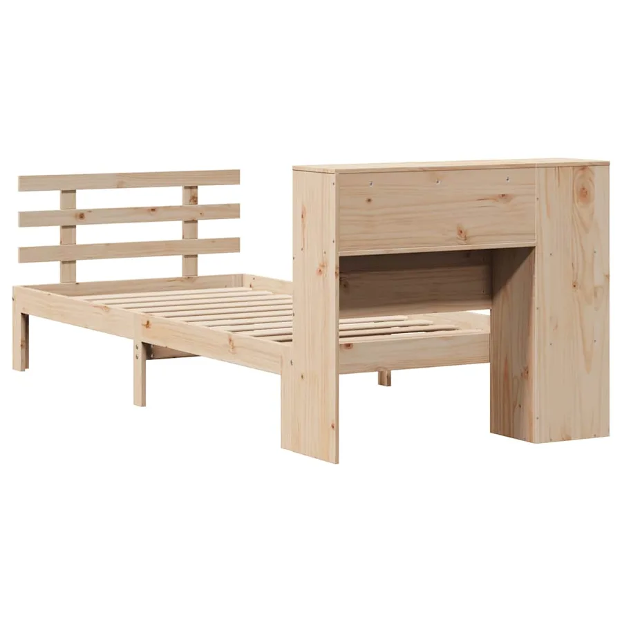 Lit bibliothèque sans matelas 90x190 cm bois de pin massif - 6