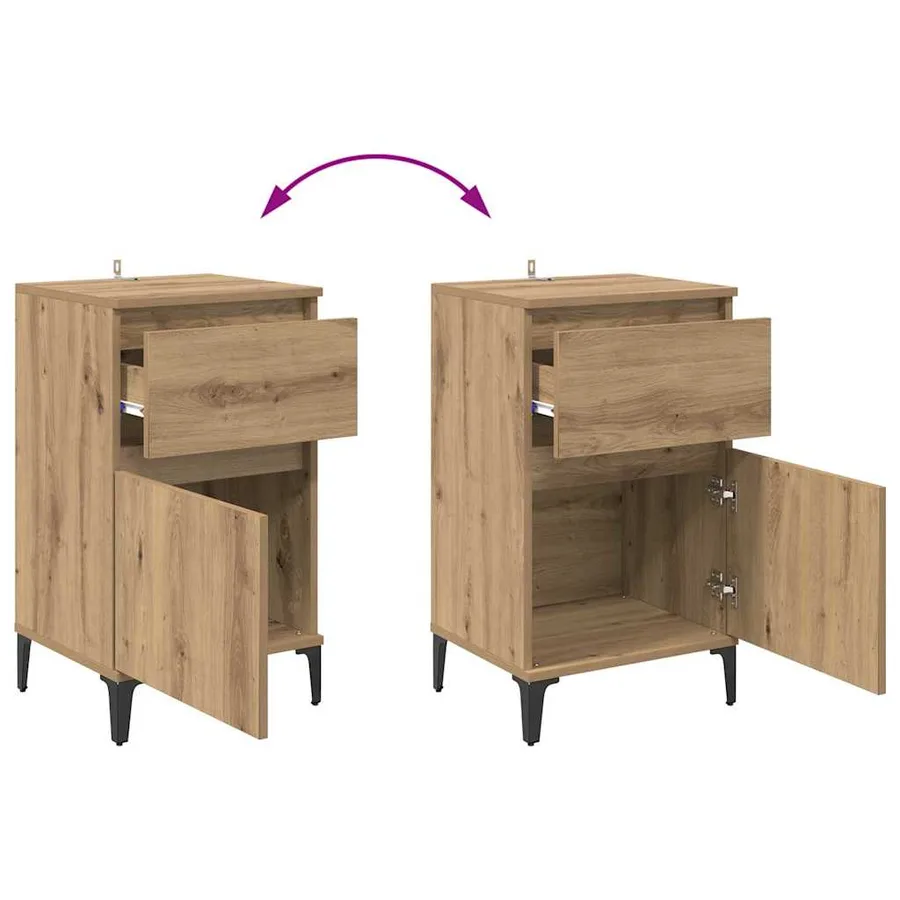 Cabinet de chevet 2 pc Chêne artisanal 40 x 35 x 70 cm - 13