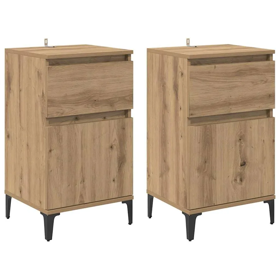 Cabinet de chevet 2 pc Chêne artisanal 40 x 35 x 70 cm - 2