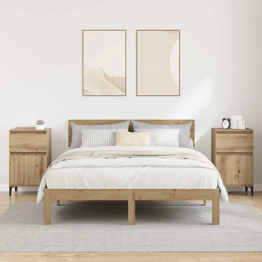 Cabinet de chevet 2 pc Chêne artisanal 40 x 35 x 70 cm - 4