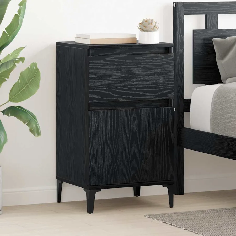 Cabinet de chevet avec tiroir 2 pcs Chêne noir 40 x 35 x 70 cm