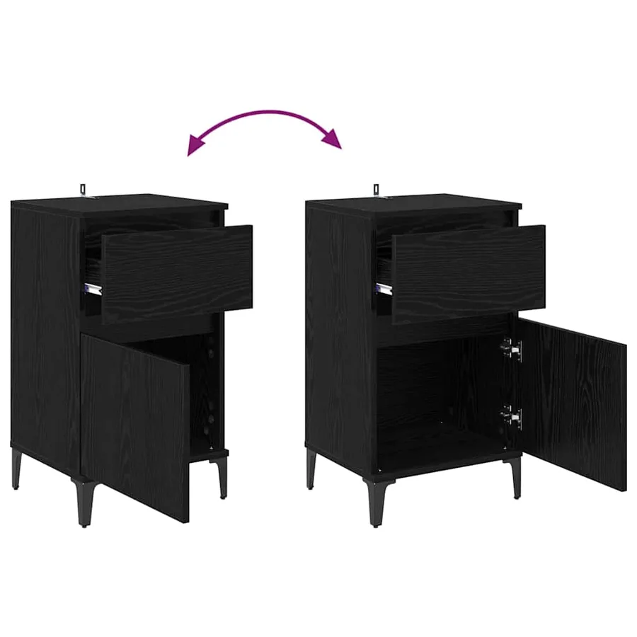 Cabinet de chevet avec tiroir 2 pcs Chêne noir 40 x 35 x 70 cm - 13
