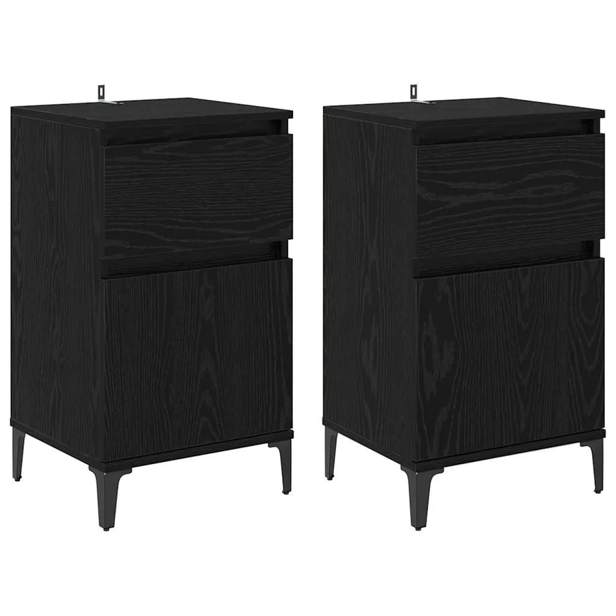 Cabinet de chevet avec tiroir 2 pcs Chêne noir 40 x 35 x 70 cm - 2