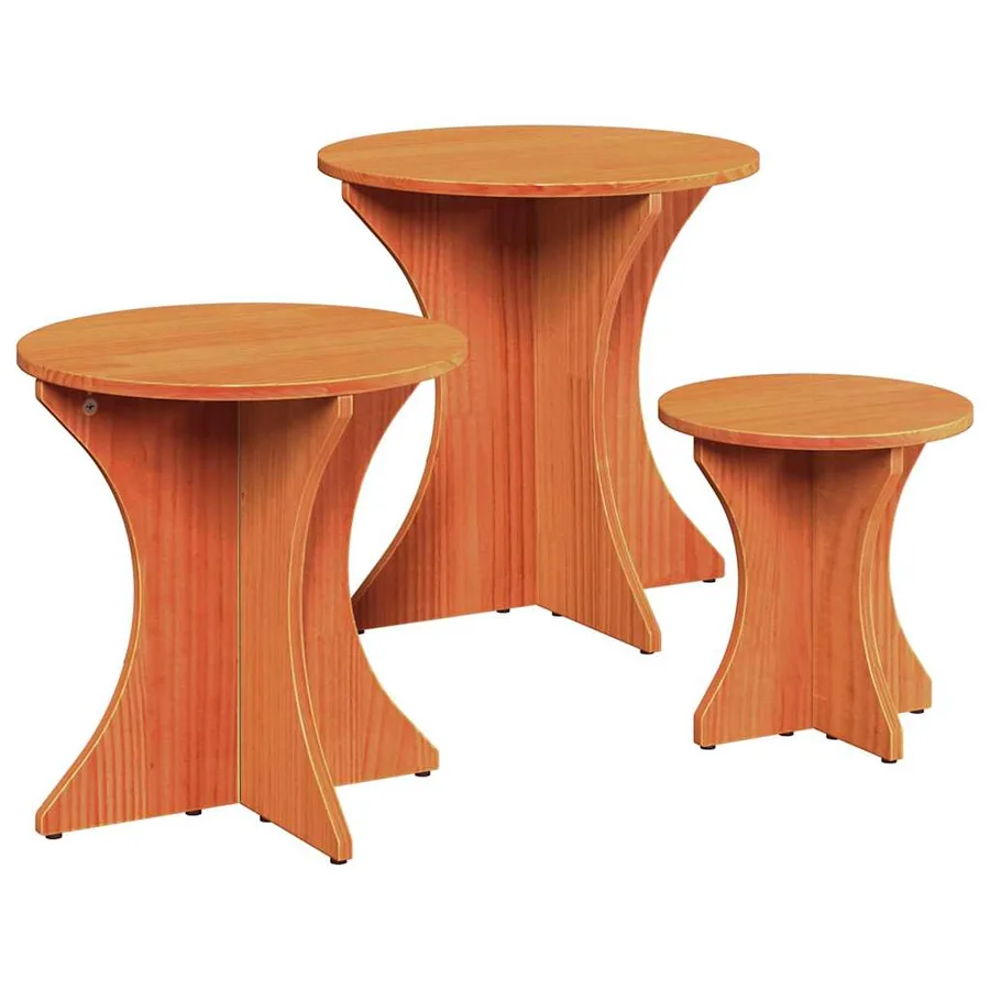 Table basse 3 pcs Brun cire - 2